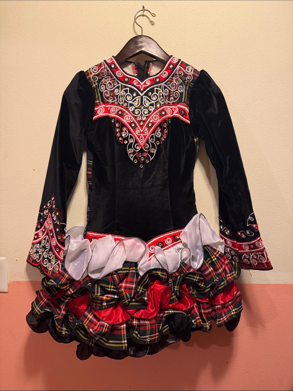 Black and Red Irish Dance Dress Kids Costume